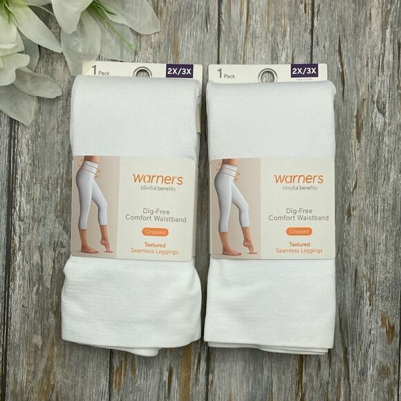 White Seamless Shaping Cropped Legging 2, 1-Packs Size 2X/3X - Picture 1 of 8